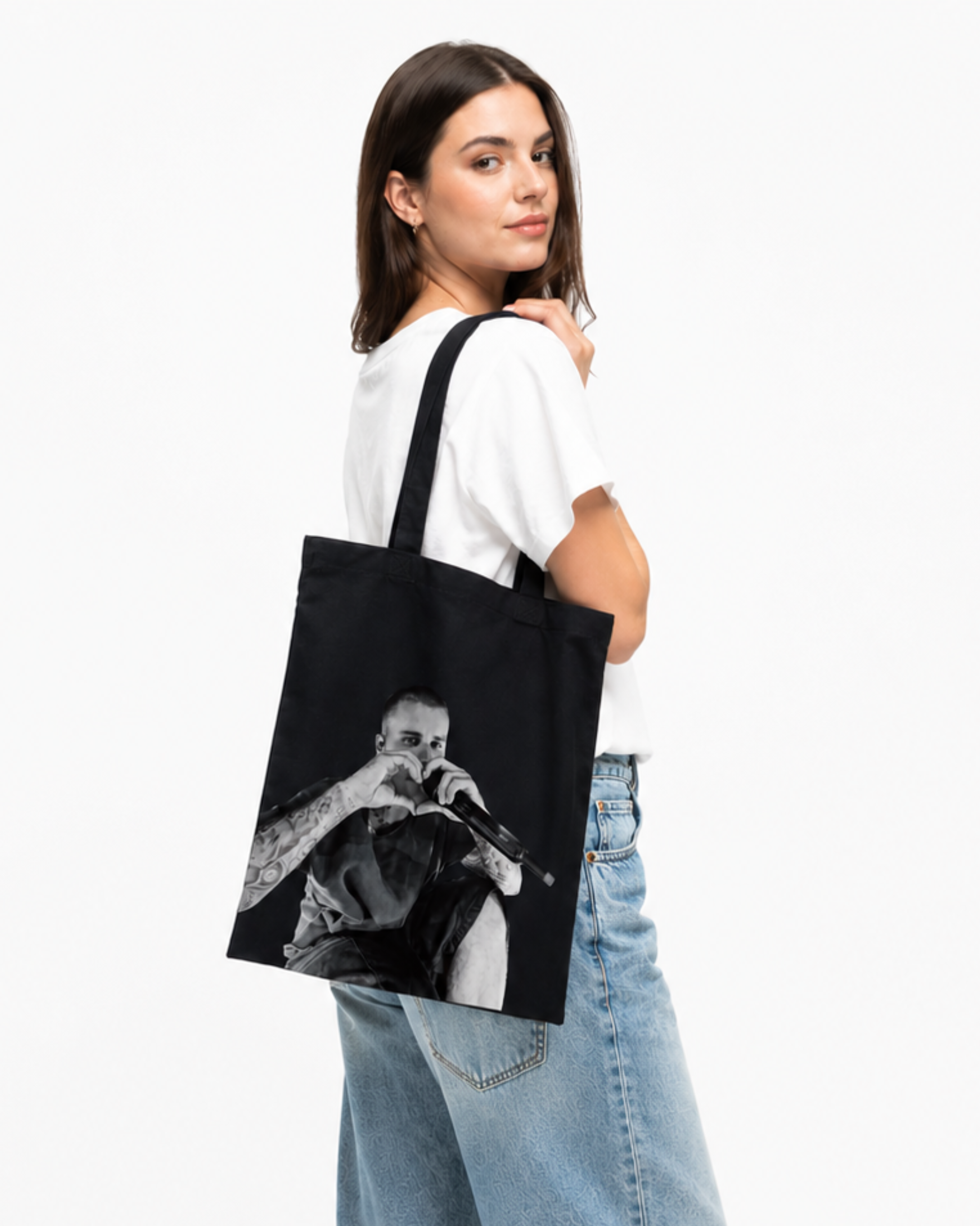 Justin Bieber Love Heart Hands at Coachella 2026 Tote Bag