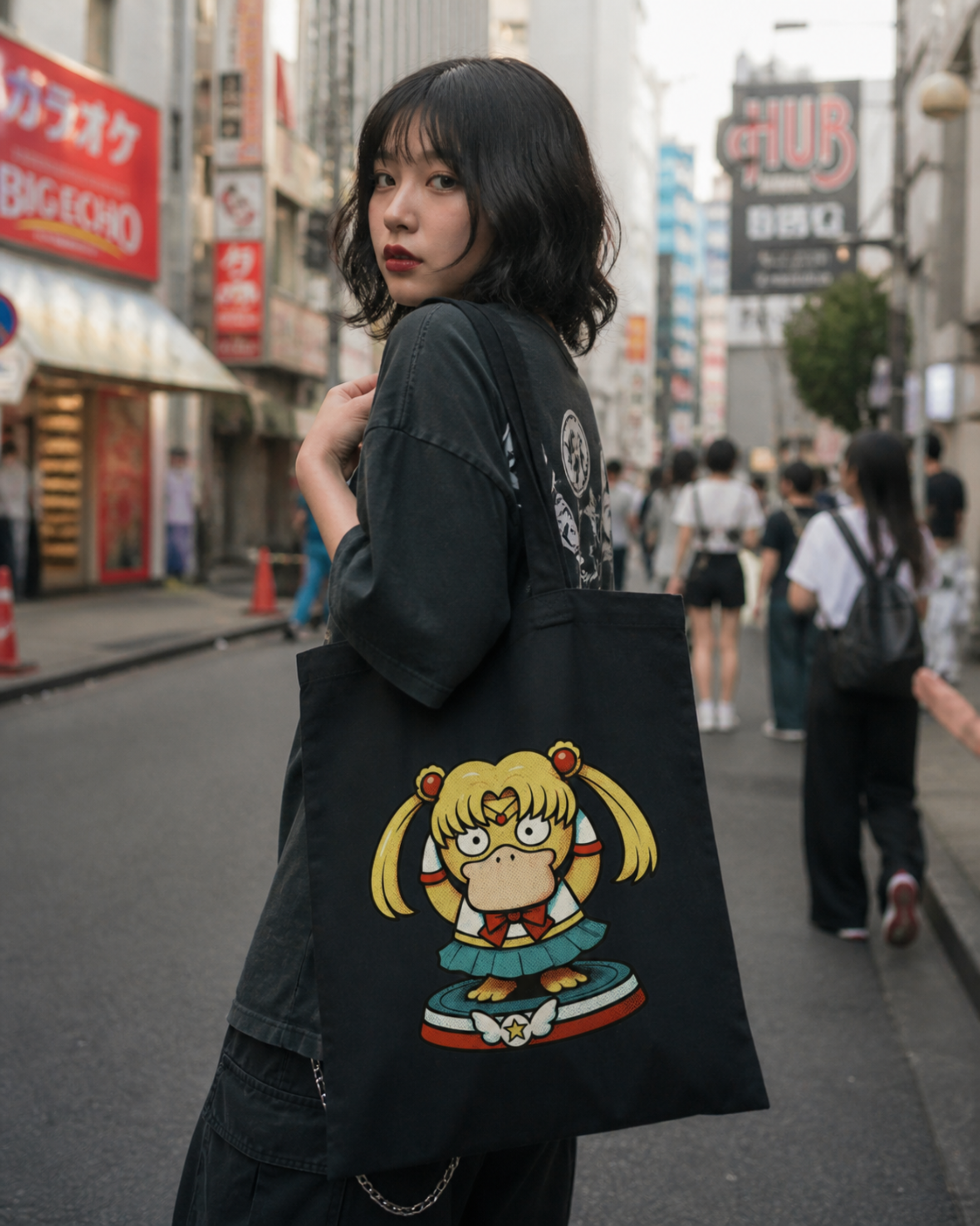 Sailor Moon X Psyduck Canvas Tote Bag